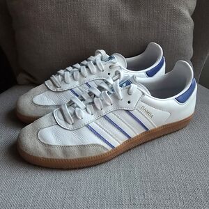Adidas Samba White and Blue Sneakers